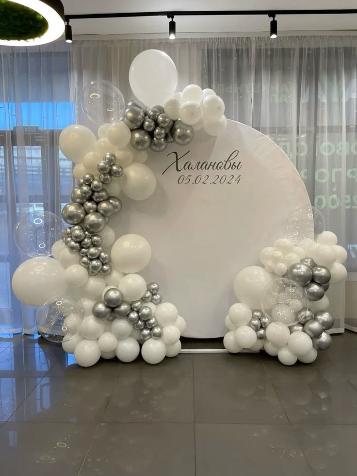 Elegant Silver Balloon Backdrop - Birthday decor in Vaughan and GTA